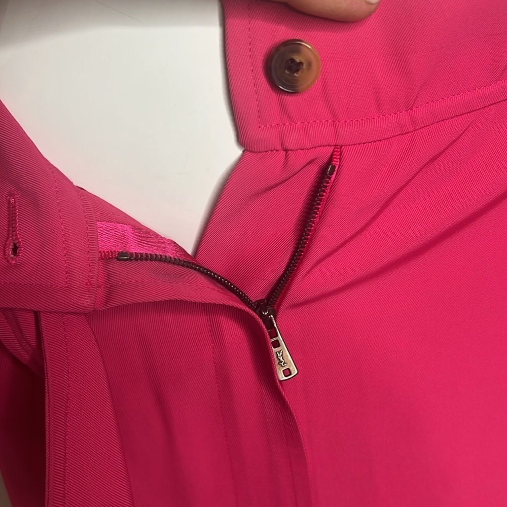 Yves Saint Laurent YSL Sz 38 Pink Vintage Three Piece Skirt Jacket Belt Suit - Picture 14 of 16